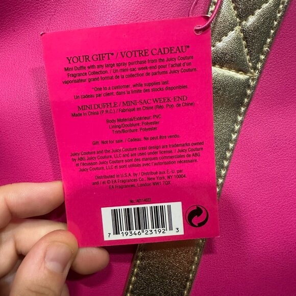 Juicy Couture Mini Duffle Pink & Gold W/Tag (Minor Scuffs) - Picture 15 of 16